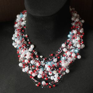 Frozen red glass beads mix of glass beads necklace