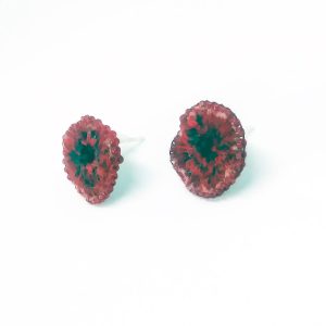 Red poppy earrings studs