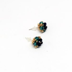 Tiny emerald flowers on a steel studs