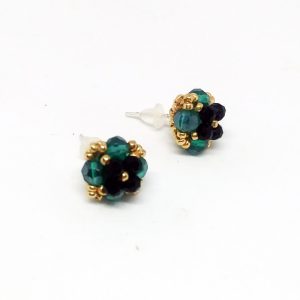 Tiny emerald flowers on a steel studs
