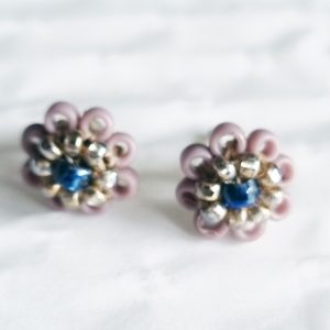 Tiny purple flower stud earrings