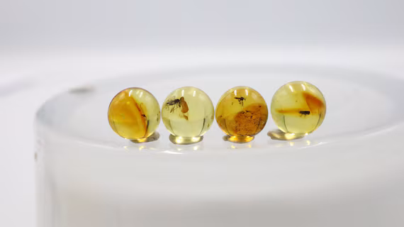 Natural gemstone beads with organic inclusions and color variation